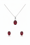 Parure Pendentif et Boucles d'Oreilles Argent CZ Rouge Grenat