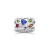 Bague de cocktail en argent ornée de zircons cubiques multicolores