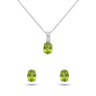 Parure Pendentif & Boucles d'Oreilles Argent CZ Vert Péridot