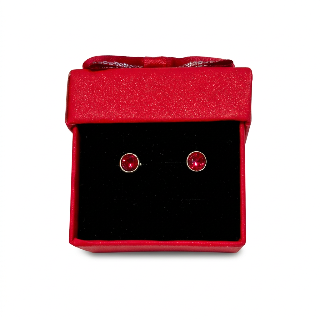 Silver Ruby Red CZ Stud Earrings : A Touch of Passionate Elegance