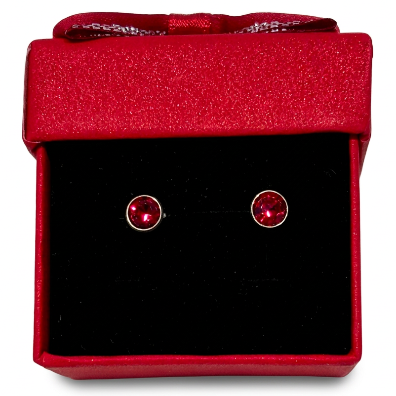 Silver Ruby Red CZ Stud Earrings : A Touch of Passionate Elegance