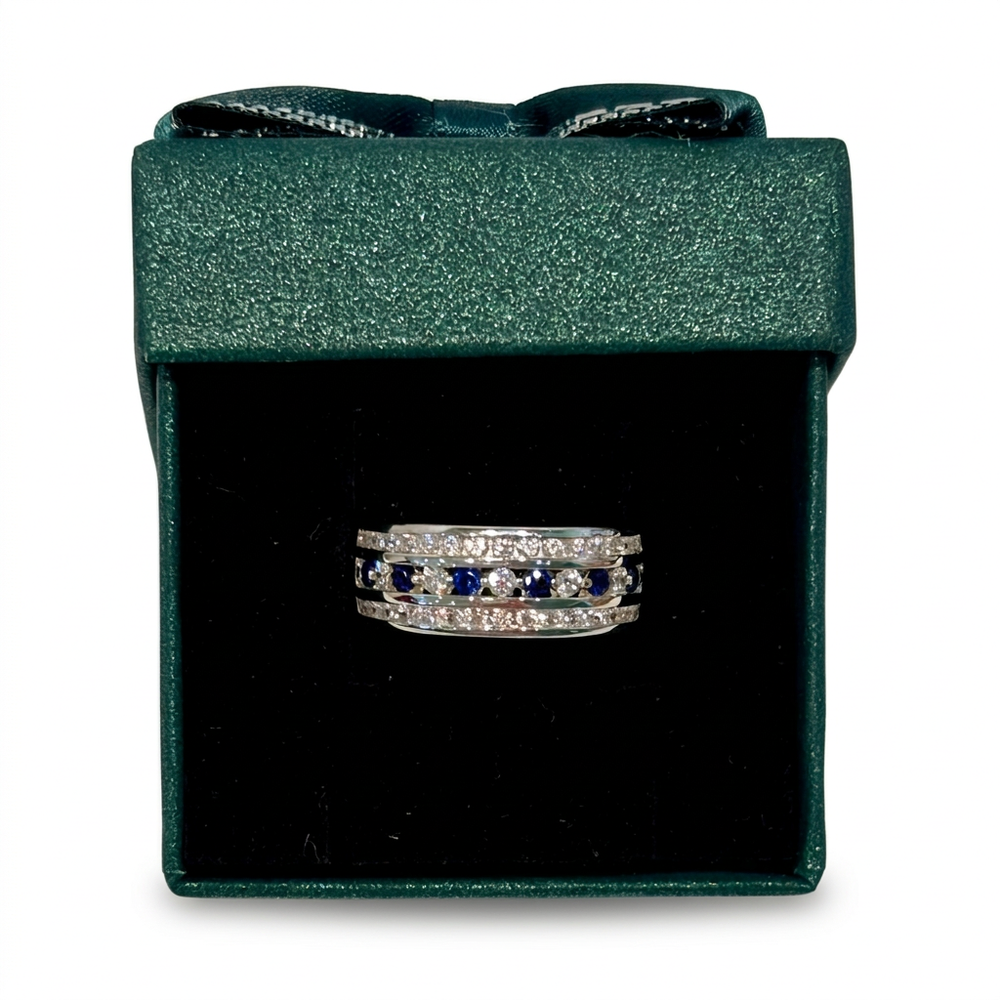 Silver Sapphire CZ Eternity Ring : A Symbol of Timeless Devotion