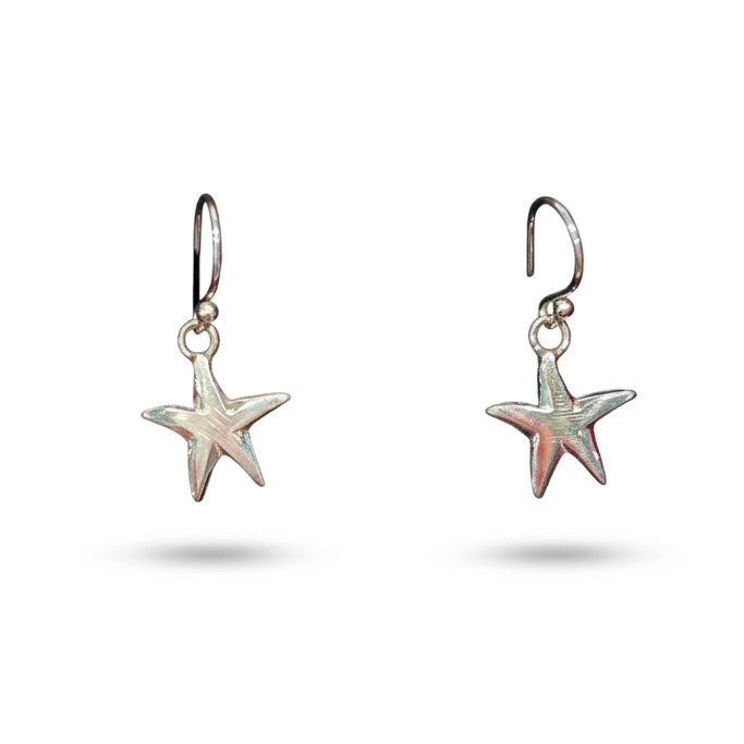 Silver Starfish Drop Earrings : Whispers of the Ocean