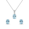 Parure Pendentif et Boucles d'Oreilles Argent CZ Bleu Turquoise