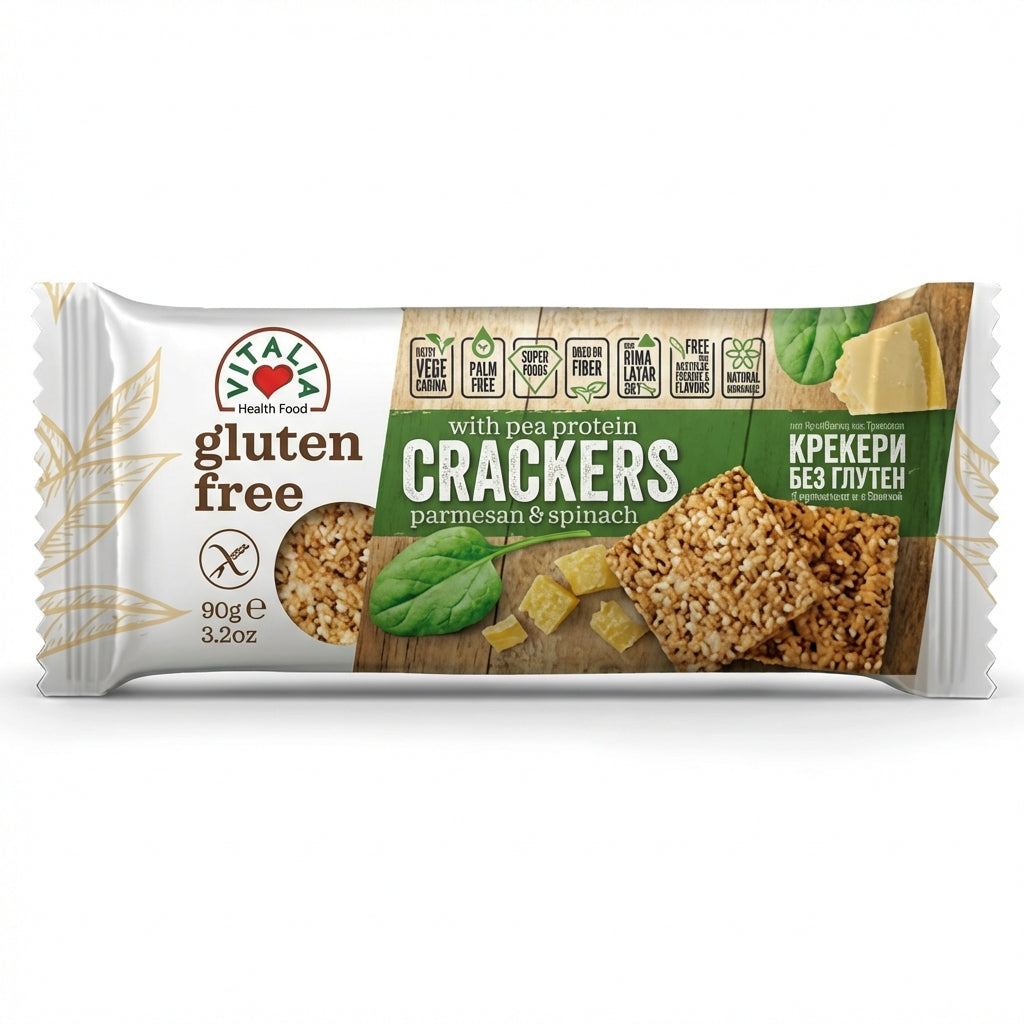Vitalia Gluten Free Crackers Parmesan Spinach 90g Delivery Mauritius