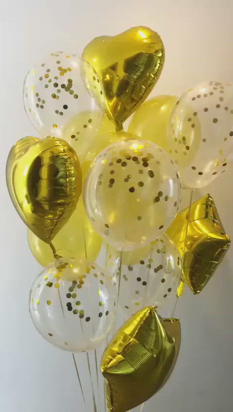 Dodomarket - Golden Dream - Helium Balloons Bouquet - 14 balloons