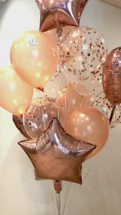 Helium Balloons Bouquet - Rose Gold Wonder-14 with confetti-Dodomarket Mauritius