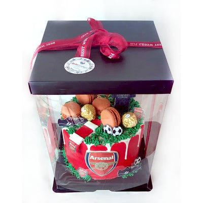 Arsenal-Emirates-Football-Cake-in-box-Dodomarket-delivery-Mauritius