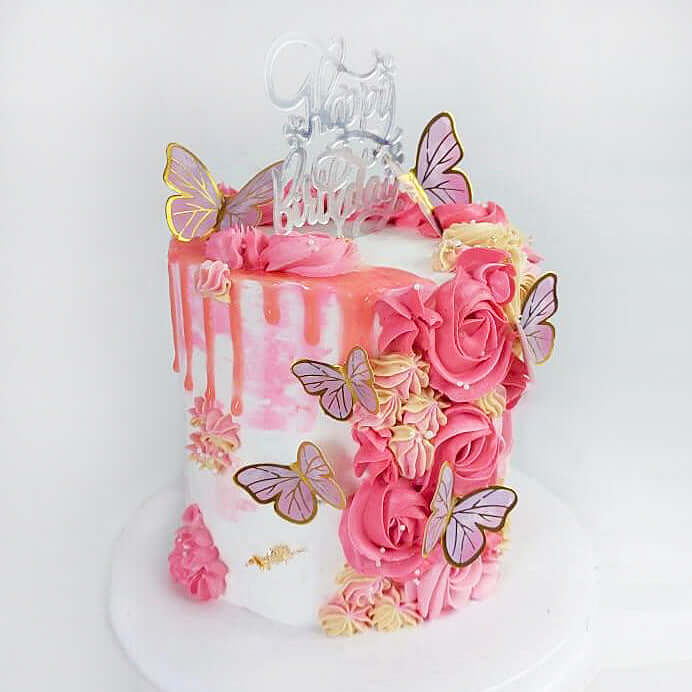 Butterfly-Birthday-Cake-pink-white-DodoMarket-delivery-Mauritius