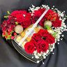 Boîte Coeur de Fleurs avec Chocolats Ferrero