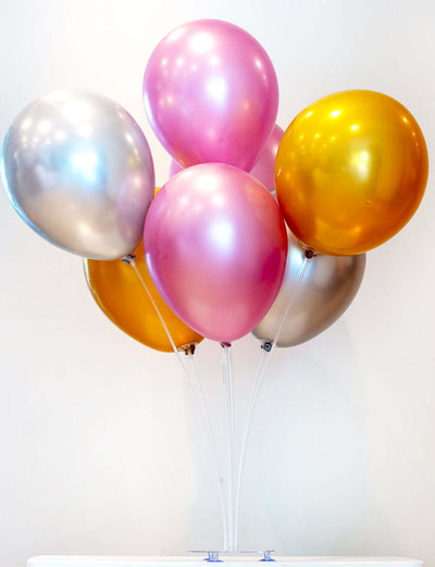 Chrome Balloons Bouquet - Shiny Inspiration Silver Gold Pink