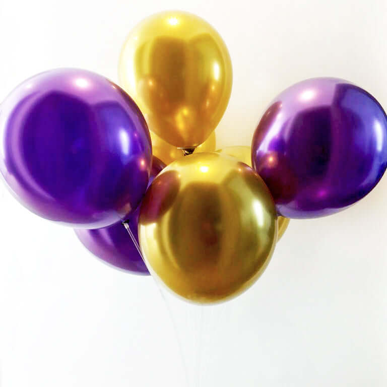 Helium Chrome Balloons Bouquet - Aladdin Lamp - Gold Purple