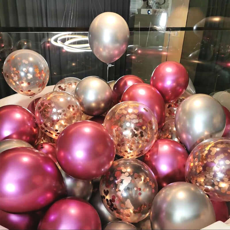DodoMarket Balloons Silver Pink Rose Gold Confetti Balloons - Pure Magic