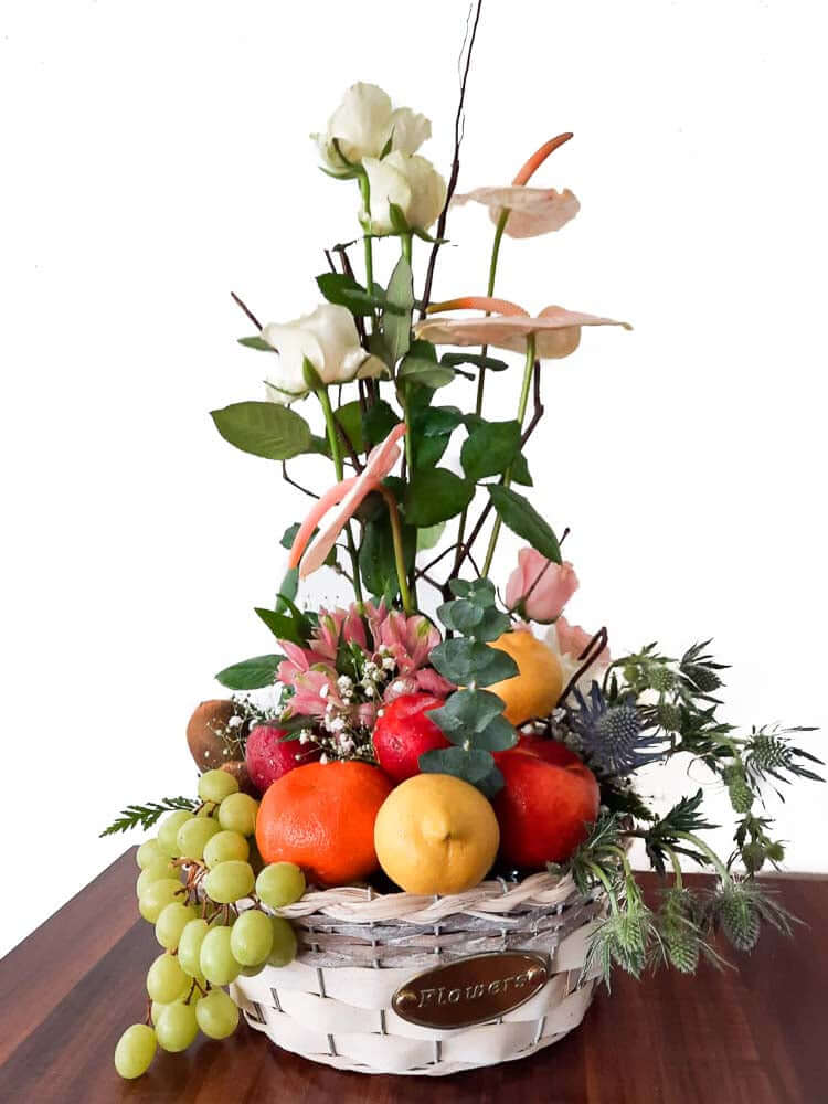     Exquisite-Fruits-and-Flowers-Basket-Gift-hamper-Dodomarket-delivery-Mauritius