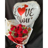 Roses & Mixed Flowers Wrap with Balloon - Love Story