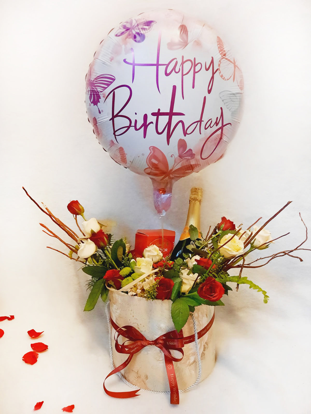 Boîte cadeau champagne et ballons de luxe de Funky Hampers