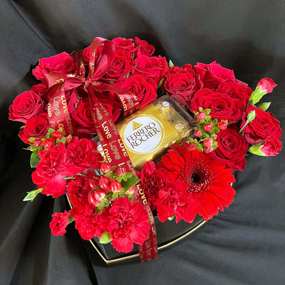 Flower Heart Box with Ferrero Chocolates