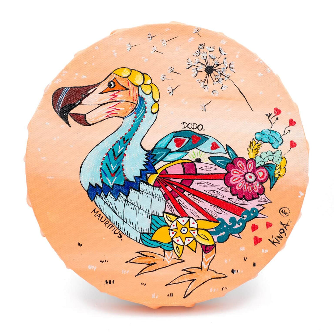 Mauritius-Authentic-HandMade-Painting-Kinga, "Dodo", round painting-DodoMarket