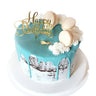 Light Blue Birthday Cake with Macarons