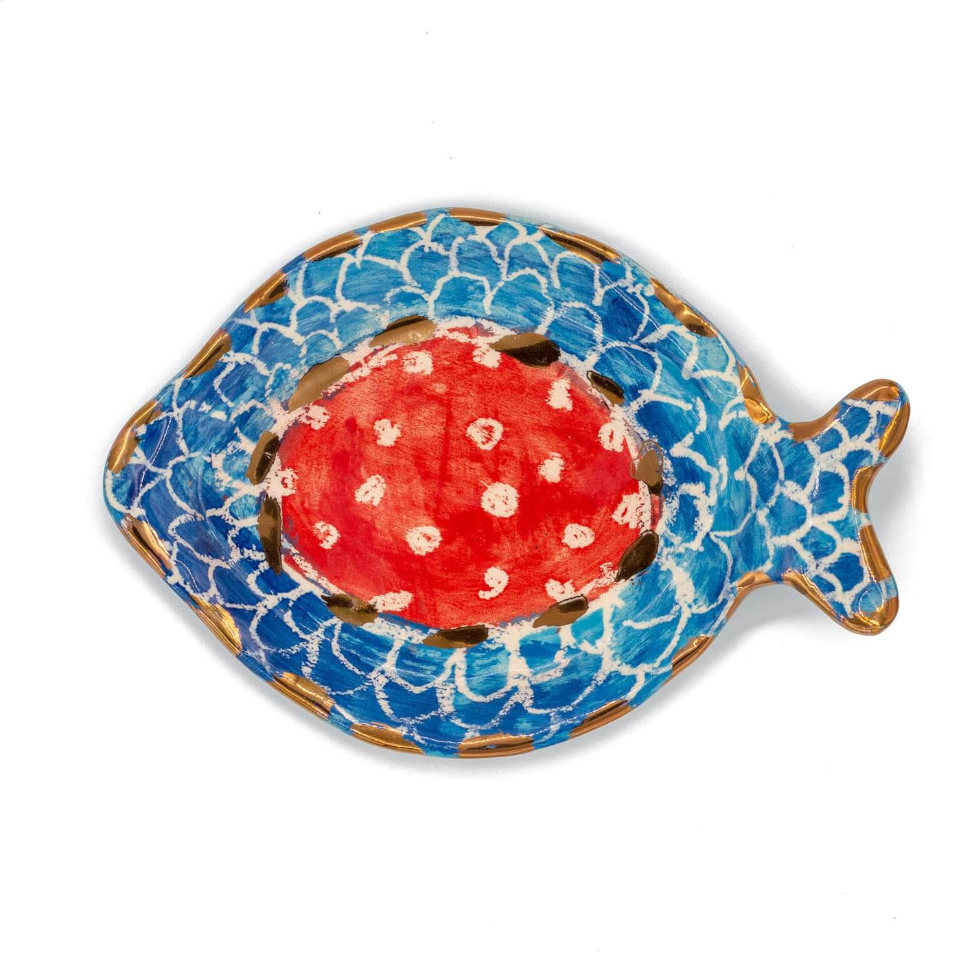 Mauritius-Handmade-Ceramic-Serving Oval Plate “Gold Fish”-DodoMarket-Souvenirs