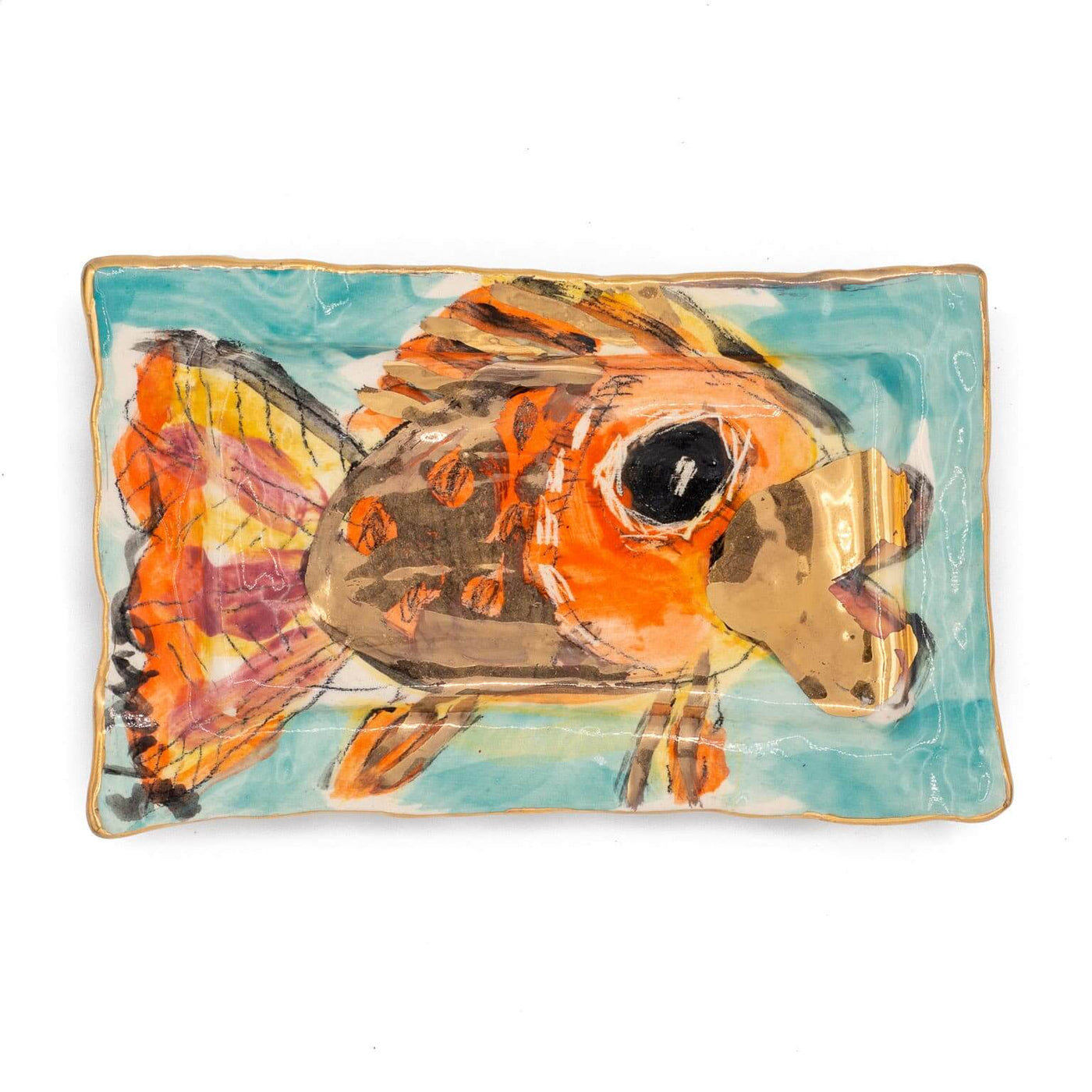 Mauritius-Handmade-Ceramic-Ceramic Tray “Happy Fish”-DodoMarket-Souvenirs