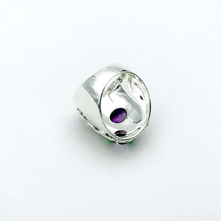 Pamplemousses - Silver Ring with Amethysts and Cubic Zirconias