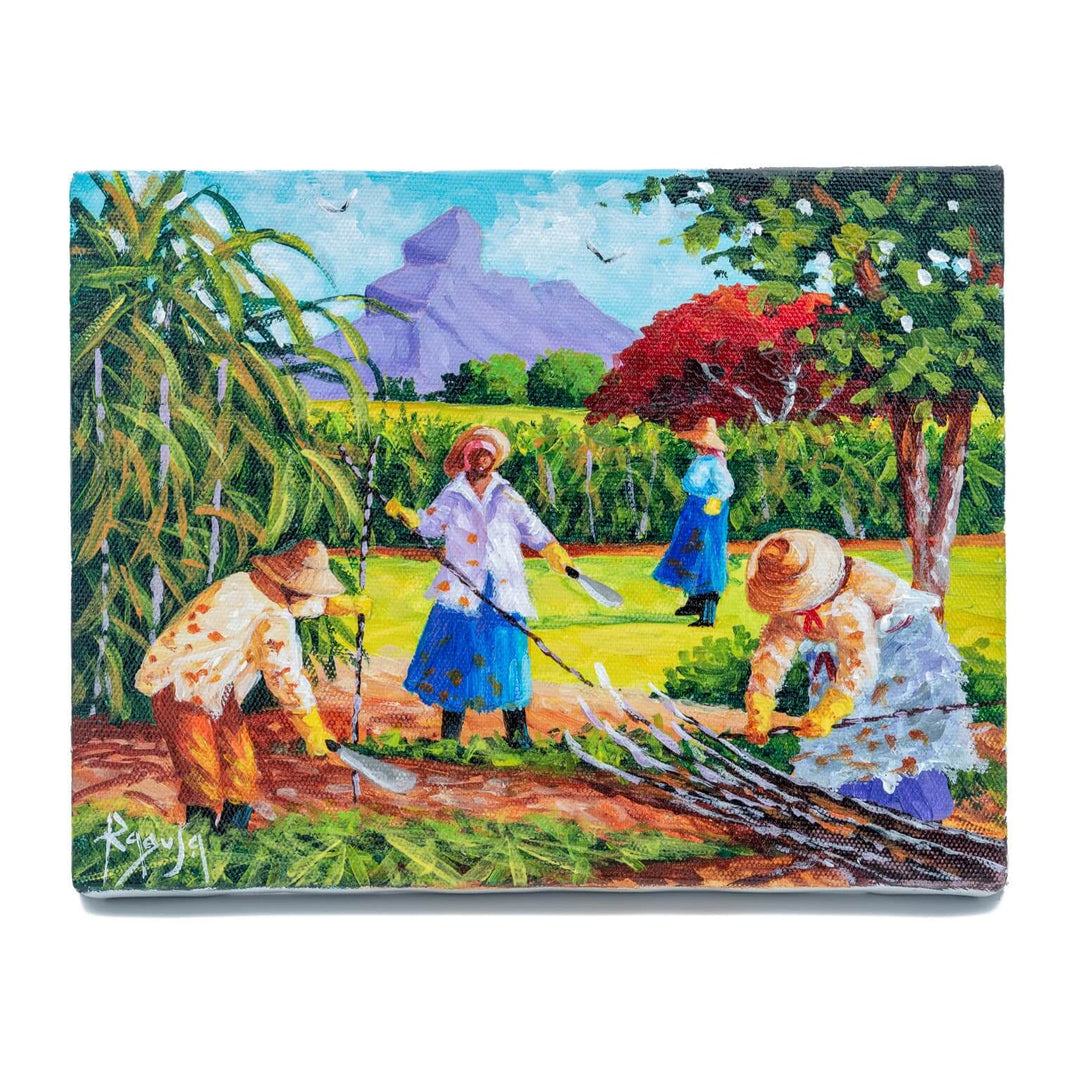 Mauritius-Authentic-HandMade-Painting-Pino Ragusa, "Coupeuse de canne"-DodoMarket