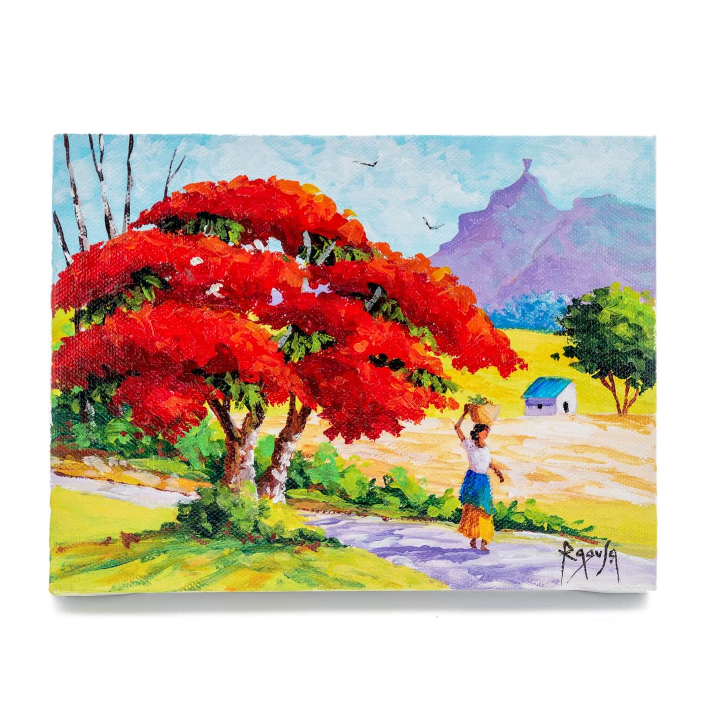 Mauritius-Authentic-HandMade-Painting-Pino Ragusa, "Pieter Both mountain"-DodoMarket