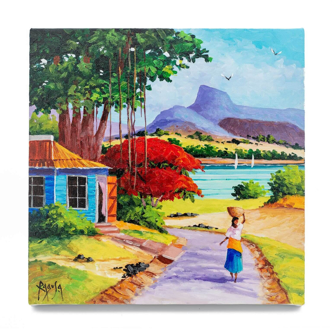 Mauritius-Authentic-HandMade-Painting-Pino Ragusa, "La caze creole"-DodoMarket
