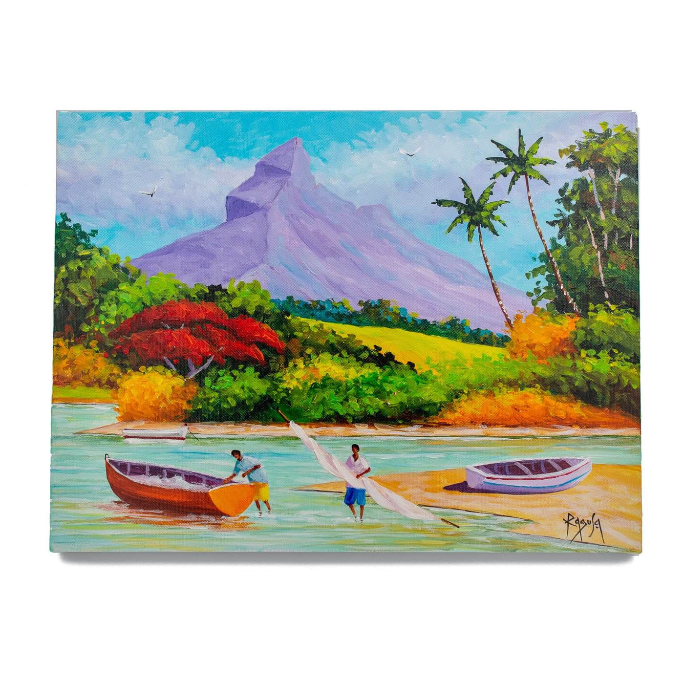 Mauritius-Authentic-HandMade-Painting-Pino Ragusa, "Riviere à Tamarin"-DodoMarket