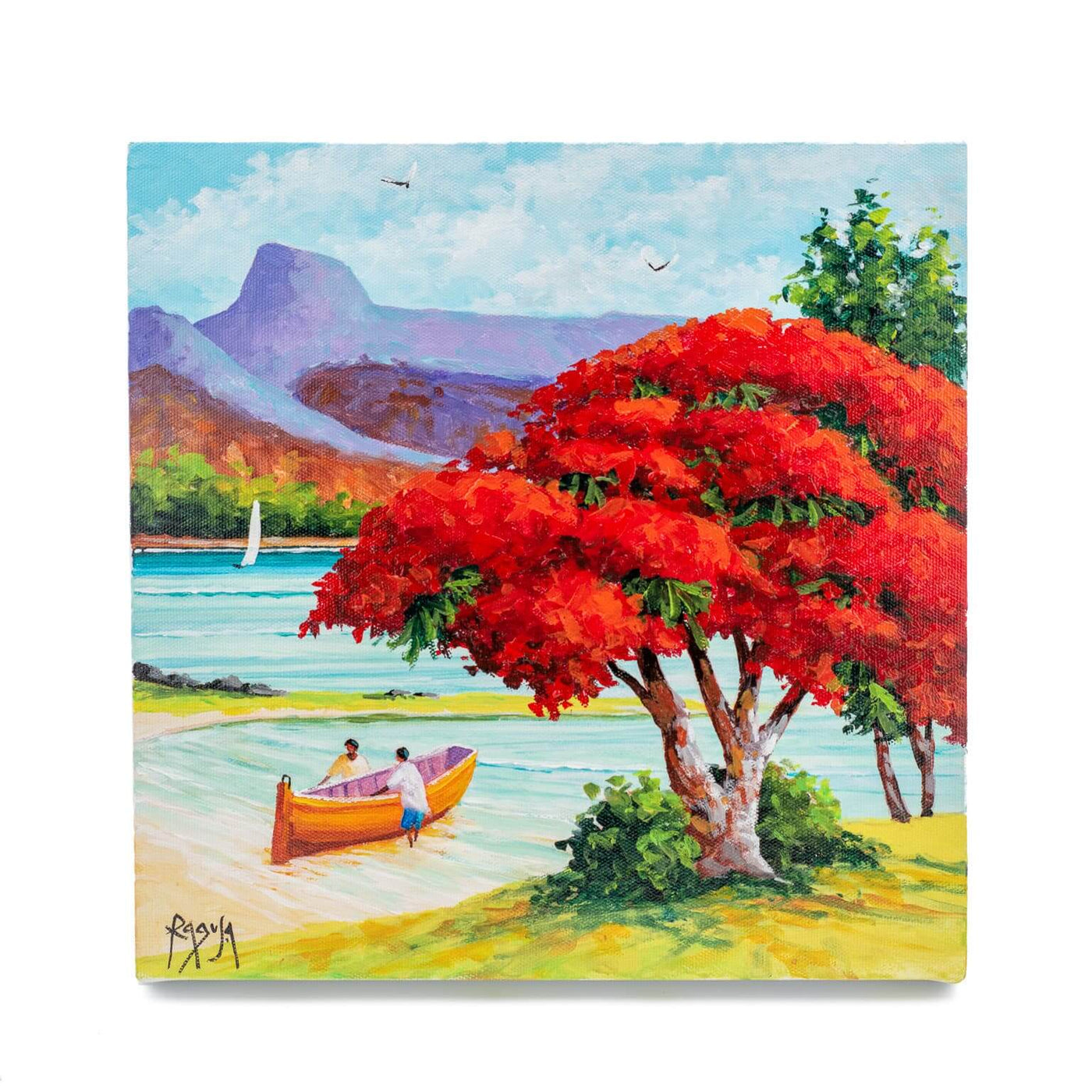 Mauritius-Authentic-HandMade-Painting-Pino Ragusa, "Montaigne Lion"-DodoMarket