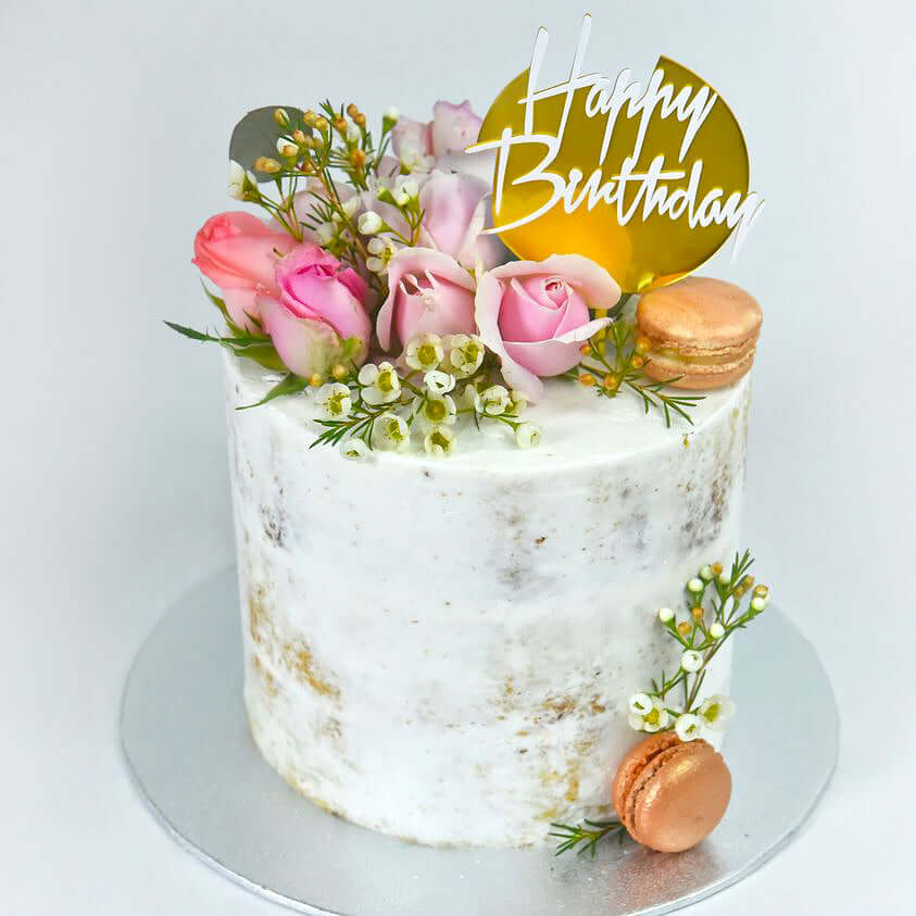 Rustic-Floral-Birthday-Cake-macarons-DodoMarket-delivery-Mauritius