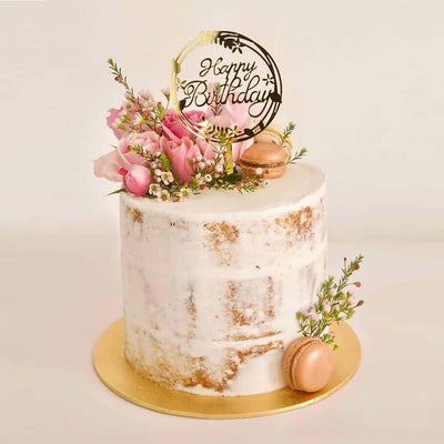 Rustic-Floral-Birthday-Cake-macarons-with-topper-DodoMarket-delivery-Mauritius