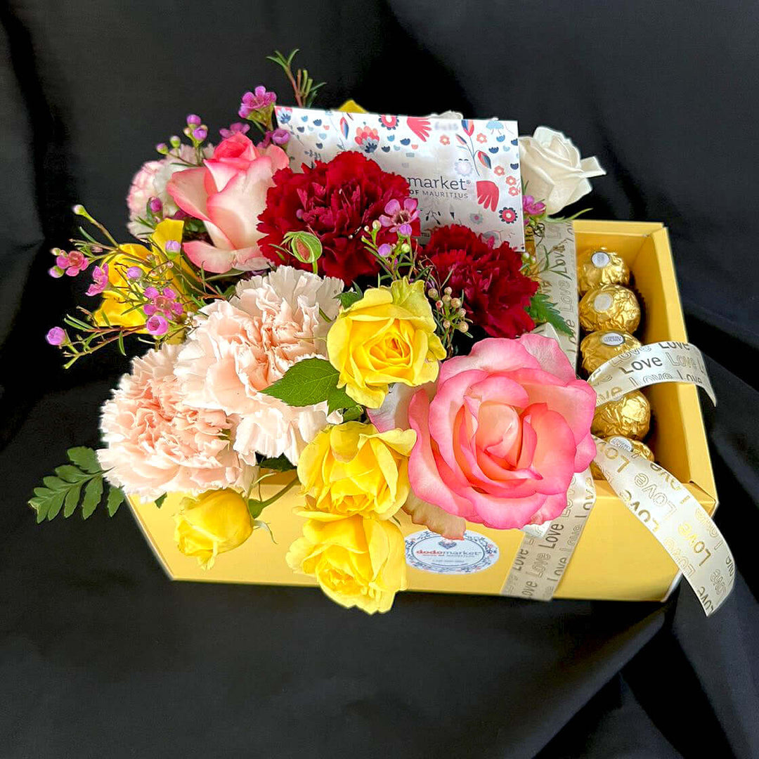 Sunshine-colorful-Bouquet-Ferrero-chocolates-Dodomarket-delivery-Mauritius