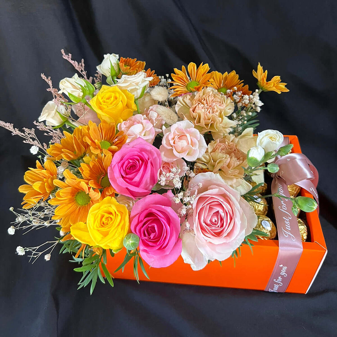 Sunshine-colorful-Bouquet-Ferrero-chocolates-Summer-vibes-Dodomarket-delivery-Mauritius