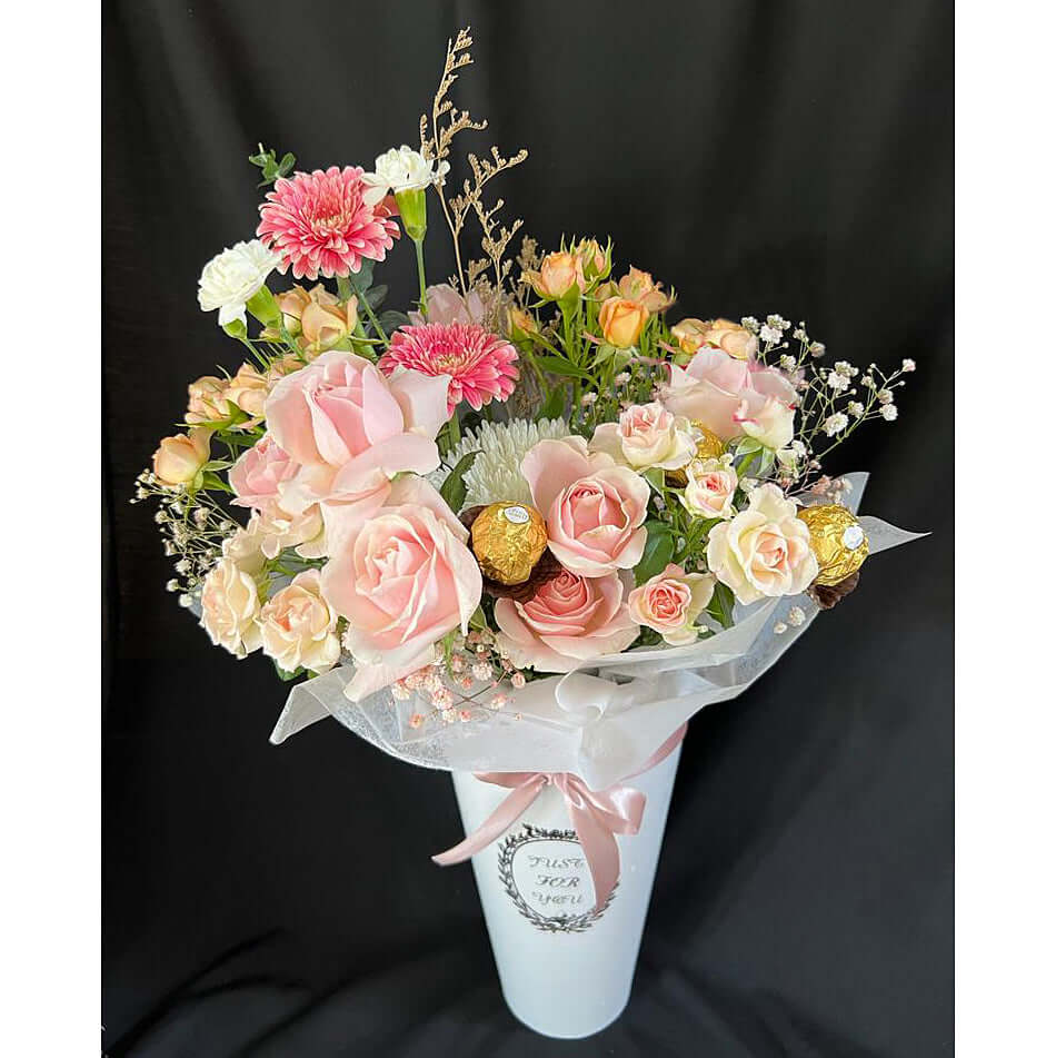 Mixed Flowers & Chocolates Box with Teddy/Balloon