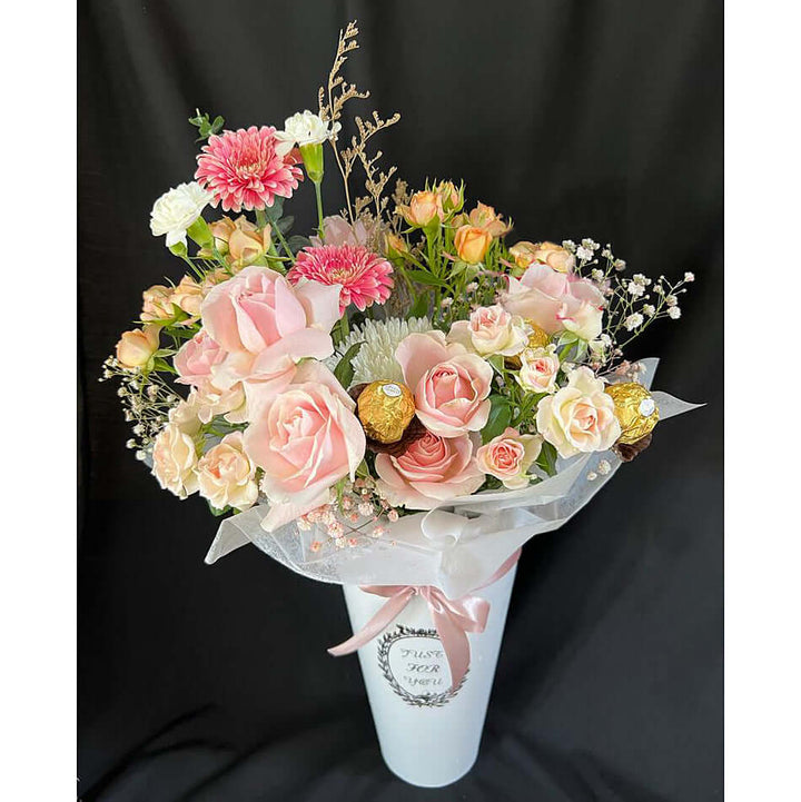 Mixed Flowers & Chocolates Box with Teddy/Balloon