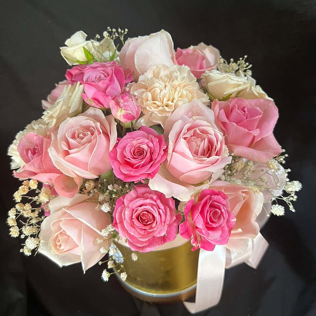 Tender-Touch-Flower-Box-Medium-pink-golden-box-DodoMarket-Delivery-Mauritius