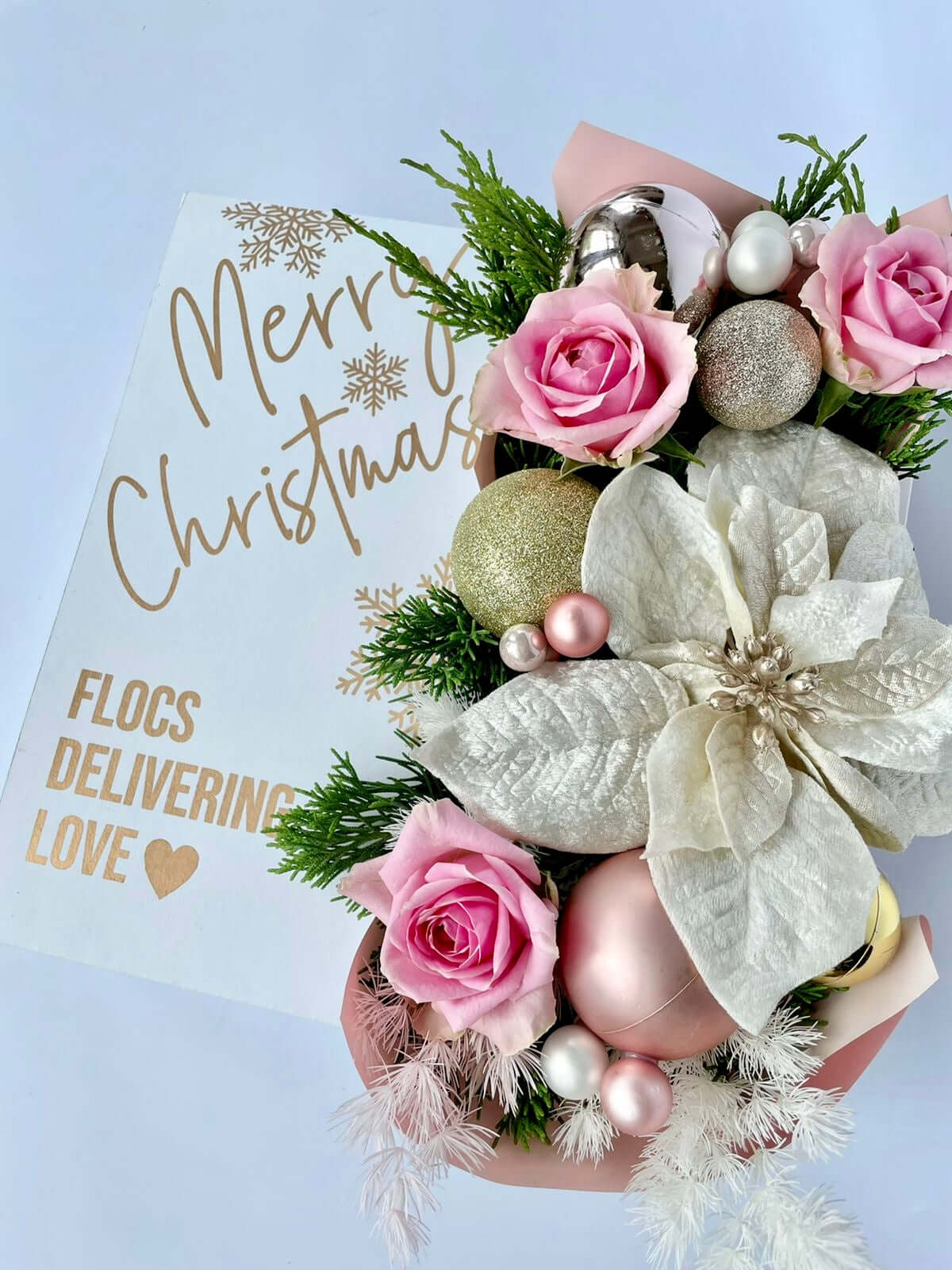 Christmas & New Year Gift Box - Flowers, Macarons & Cookies